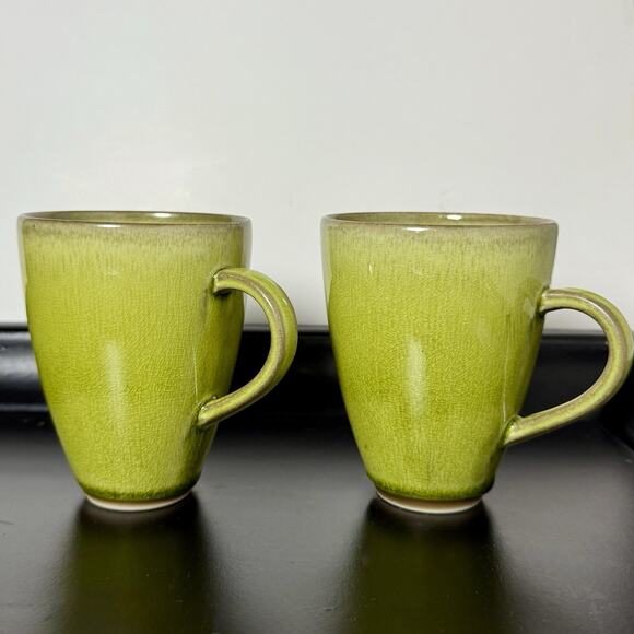Jars Tourron Tilleul Avocado Green Mugs Set of 2 Made in France French Country - Picture 10 of 14
